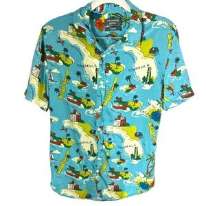 Primark Thailand print button down shirt m